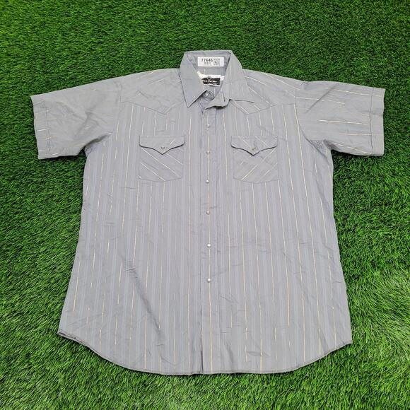Vintage Ranch-and-Town Stripes Button Shirt XL 17.5 25x32 - Picture 1 of 10